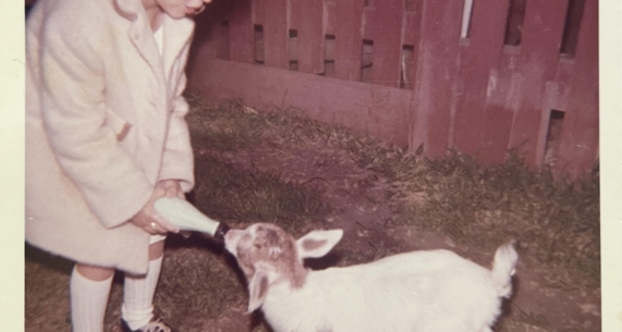 Elizabeth Crook and her goat Bilbo Baggins