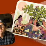 Image shows Texas Book Festival 2024 poster Artist Zeke Peña and his artwork