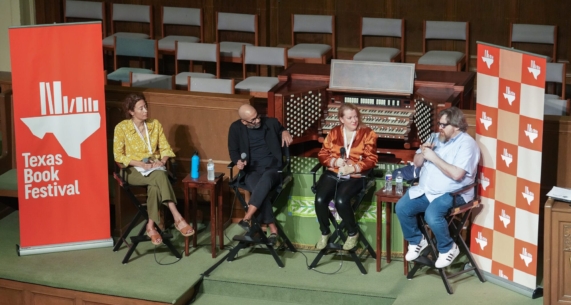 May Cobb, Rumann Alam, and Ernest Cline at the Texas Book Festival