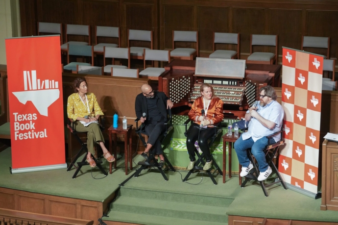 May Cobb, Rumann Alam, and Ernest Cline at the Texas Book Festival